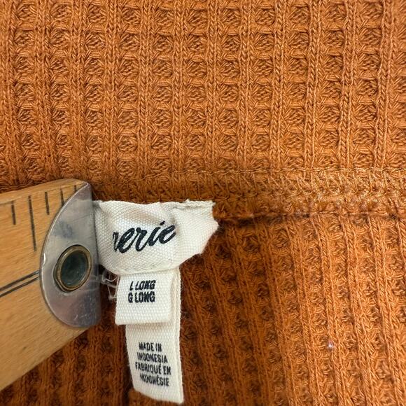 Aerie Hi Rise Waffle Knit Flared Pants Burnt Orange Women L Long Lounge Fall - Picture 5 of 8
